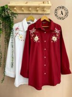 شومیز مانتویی گلدوزی ترک کد 656 - تصویر 2