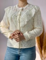 شومیز یقه گیپور وارداتی کد 971 - تصویر 5