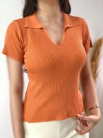 تیشرت یقه شکاری نسیم کد۱۳۴۴ - تصویر 2
